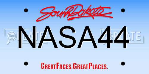 NASA44 South Dakota License Plate