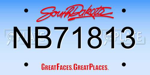 NB71813 South Dakota License Plate