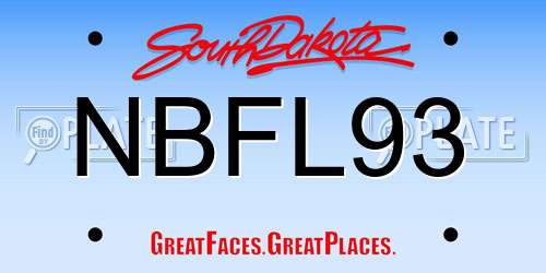 NBFL93 South Dakota License Plate