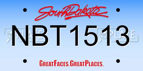 NBT1513 South Dakota License Plate