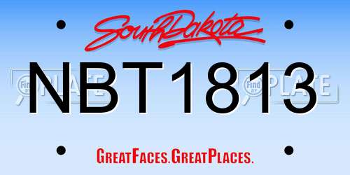 NBT1813 South Dakota License Plate