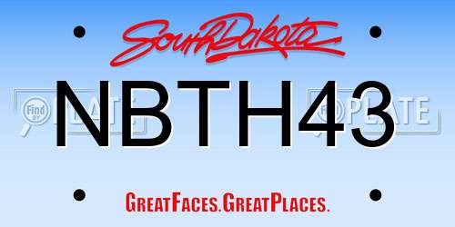 NBTH43 South Dakota License Plate