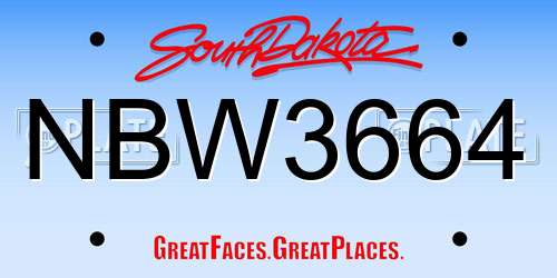 NBW3664 South Dakota License Plate