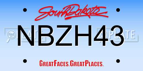 NBZH43 South Dakota License Plate