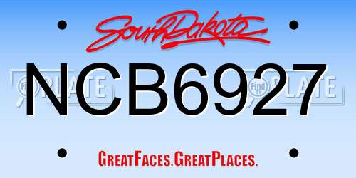 NCB6927 South Dakota License Plate