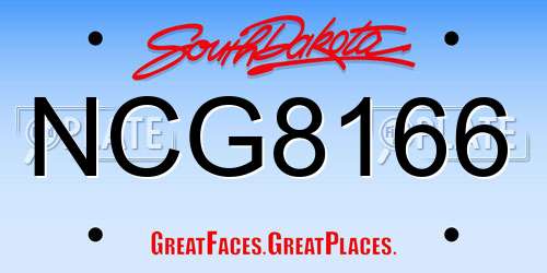 NCG8166 South Dakota License Plate
