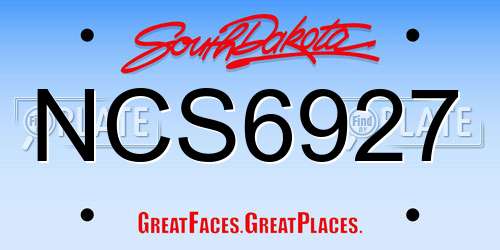NCS6927 South Dakota License Plate