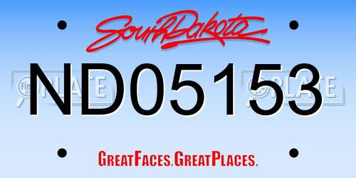 ND05153 South Dakota License Plate