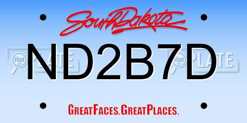 ND2B7D South Dakota License Plate