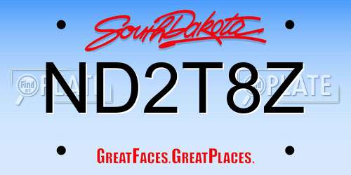 ND2T8Z South Dakota License Plate