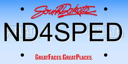 ND4SPED South Dakota License Plate