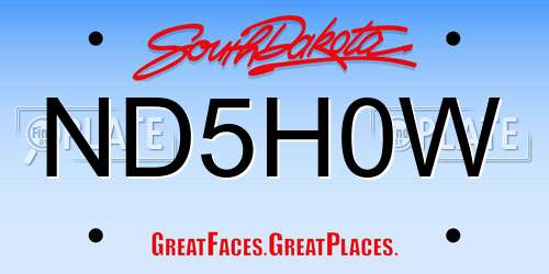 ND5H0W South Dakota License Plate
