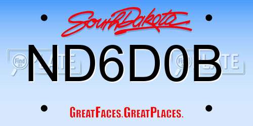 ND6D0B South Dakota License Plate