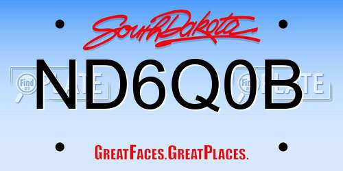 ND6Q0B South Dakota License Plate