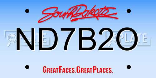 ND7B2O South Dakota License Plate