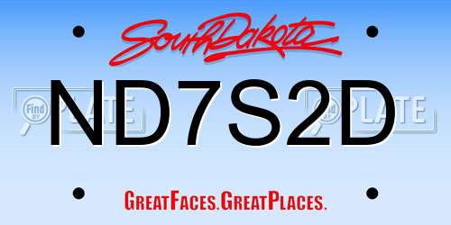 ND7S2D South Dakota License Plate