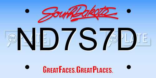 ND7S7D South Dakota License Plate