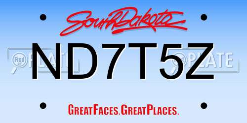 ND7T5Z South Dakota License Plate