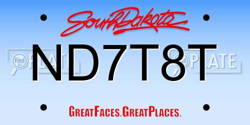 ND7T8T South Dakota License Plate