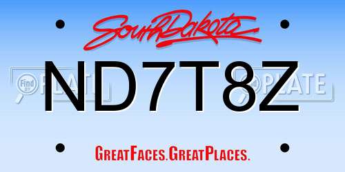ND7T8Z South Dakota License Plate