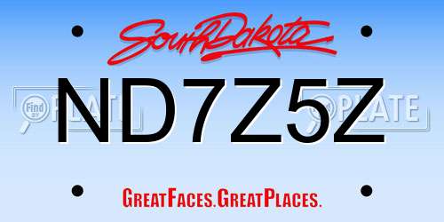 ND7Z5Z South Dakota License Plate