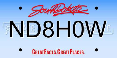 ND8H0W South Dakota License Plate