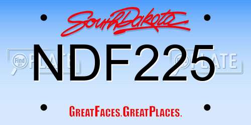 NDF225 South Dakota License Plate