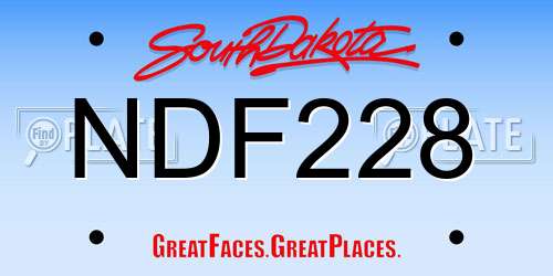 NDF228 South Dakota License Plate