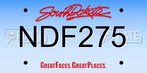 NDF275 South Dakota License Plate
