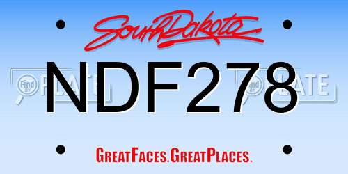 NDF278 South Dakota License Plate