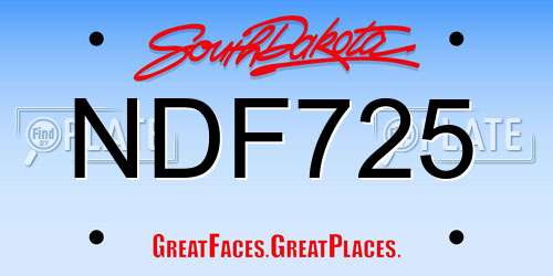 NDF725 South Dakota License Plate