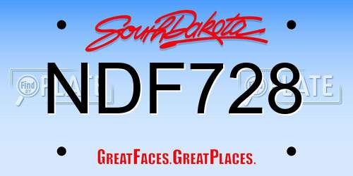 NDF728 South Dakota License Plate