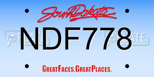 NDF778 South Dakota License Plate