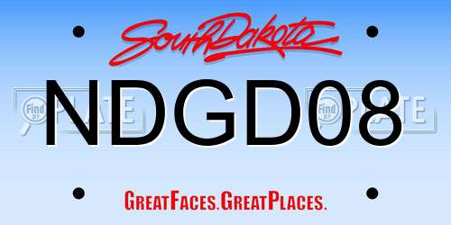 NDGD08 South Dakota License Plate