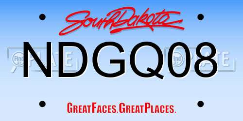 NDGQ08 South Dakota License Plate