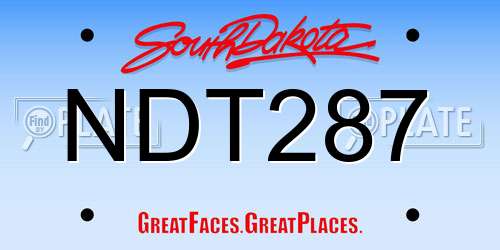 NDT287 South Dakota License Plate