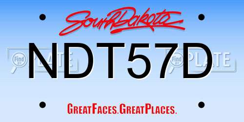 NDT57D South Dakota License Plate