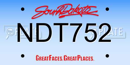 NDT752 South Dakota License Plate