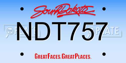 NDT757 South Dakota License Plate