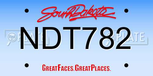 NDT782 South Dakota License Plate