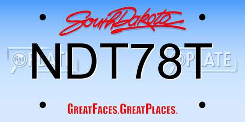NDT78T South Dakota License Plate