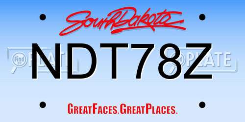 NDT78Z South Dakota License Plate