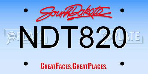 NDT820 South Dakota License Plate