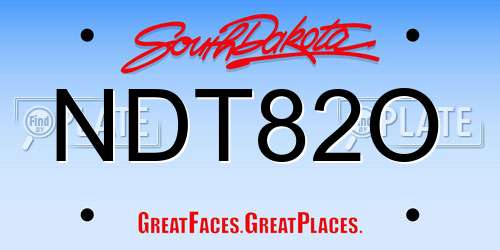 NDT82O South Dakota License Plate