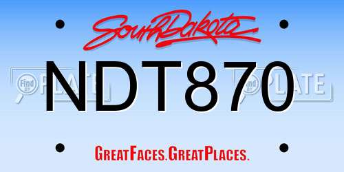 NDT870 South Dakota License Plate