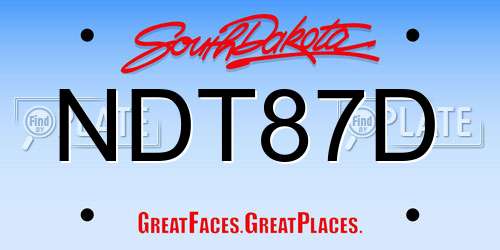 NDT87D South Dakota License Plate