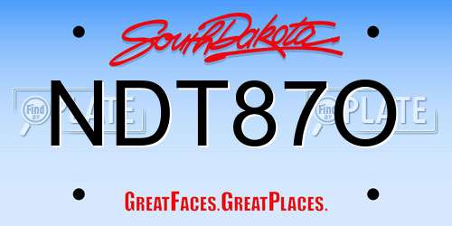 NDT87O South Dakota License Plate