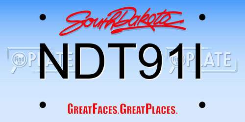 NDT91I South Dakota License Plate