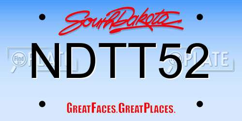 NDTT52 South Dakota License Plate