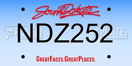 NDZ252 South Dakota License Plate